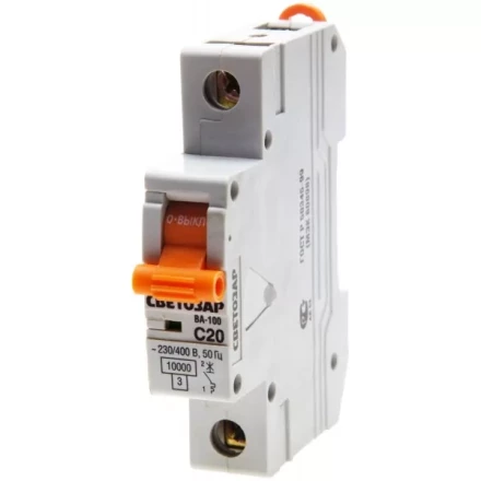 Выключатель автоматический СВЕТОЗАР 1-полюсный, 25 A, &quot;C&quot;, откл. сп. 10 кА, 230 / 400 В SV-49071-25-C купить в Ноябрьске