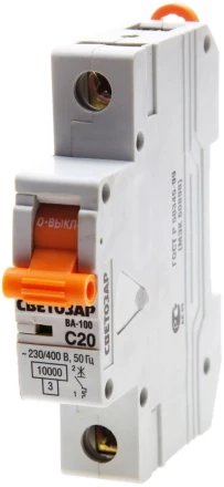 Выключатель автоматический СВЕТОЗАР 1-полюсный, 25 A, &quot;C&quot;, откл. сп. 10 кА, 230 / 400 В SV-49071-25-C купить в Ноябрьске