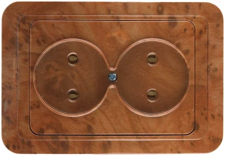 Розетка СВЕТОЗАР &quot;ГАММА&quot; без заземления, двойная, цвет орех, 16А/~250В SV-54102-N купить в Ноябрьске