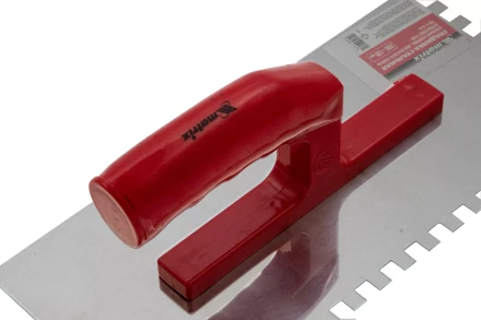 Гладилка из нержавеющей стали, 280 х 130 мм, зеркальная полировка, пластмассовая ручка, зуб 8 х 8 мм Matrix 86782 купить в Ноябрьске