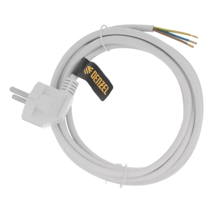Шнур сетевой Denzel Energy Series, ПВС, 3 м, 3 x 1 мм, с неразборной вилкой, белый, 3 м, 37666 купить в Ноябрьске