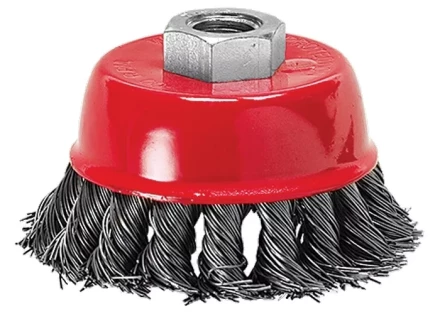 Щетка для УШМ, 100 мм, М14, &quot;чашка&quot;, крученая металлическая проволока  MATRIX 74628 купить в Ноябрьске