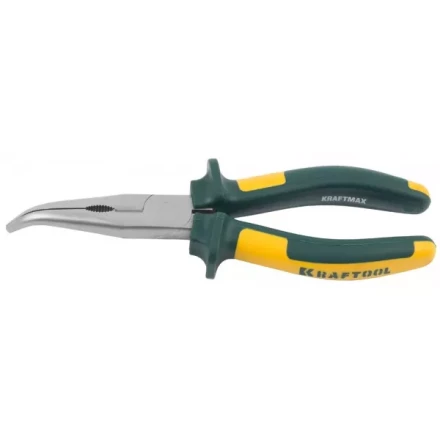 Тонкогубцы KRAFTOOL&quot;KRAFT-MAX&quot;,изогнутые,Cr-Mo,маслобензост двухкомп рукоятки,шарнирное соединение с повыш износост,200мм 22011-4-20 купить в Ноябрьске