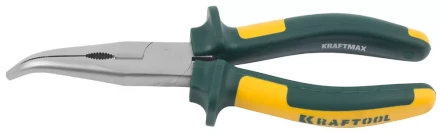 Тонкогубцы KRAFTOOL&quot;KRAFT-MAX&quot;,изогнутые,Cr-Mo,маслобензост двухкомп рукоятки,шарнирное соединение с повыш износост,200мм 22011-4-20 купить в Ноябрьске