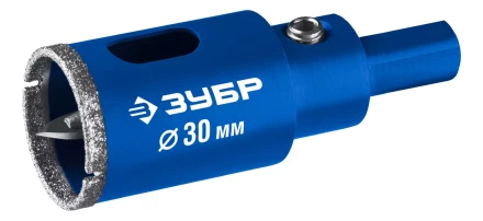 ЗУБР АГК d 30 мм (центр. сверло, трехгр. хвост, Р60), Алмазная коронка, Профессионал (29850-30) купить в Ноябрьске