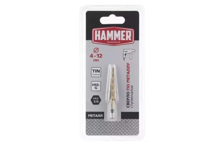 Сверло по металлу HAMMER Ф12х65мм (DR MT 4,0-12,0мм*151/101мм) купить в Ноябрьске