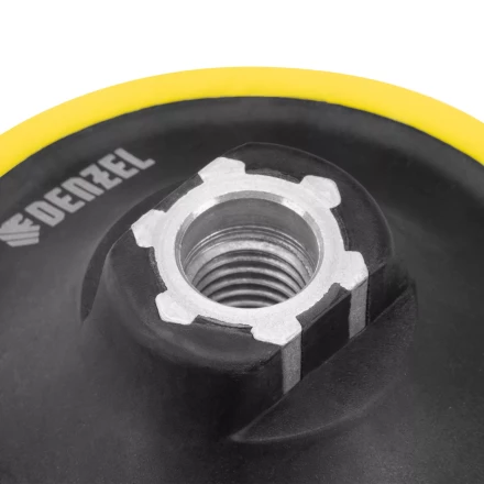 Тарелка опорная для дрели и УШМ с липучкой, 115 мм, мягкая, с адаптером c М14 на d8 Denzel 76247 купить в Ноябрьске