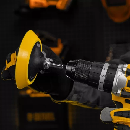 Тарелка опорная для дрели и УШМ с липучкой, 115 мм, мягкая, с адаптером c М14 на d8 Denzel 76247 купить в Ноябрьске