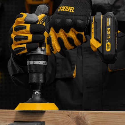 Тарелка опорная для дрели и УШМ с липучкой, 115 мм, мягкая, с адаптером c М14 на d8 Denzel 76247 купить в Ноябрьске