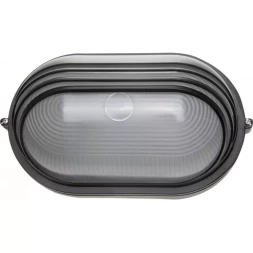 Светильник уличный СВЕТОЗАР влагозащищенный с верхним декоративным кожухом, овал, цвет черный, 100Вт SV-57223-B