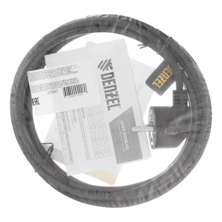 Шнур сетевой Denzel Energy Series, ПВС, 3 м, 3 x 1 мм, с неразборной вилкой, черный, 3 м, 37667 купить в Ноябрьске