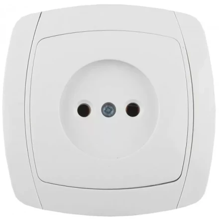 Розетка СВЕТОЗАР &quot;CITY LIGHT&quot; одинарная в сборе, без заземления, цвет белый, 16А/~250В SV-54200-W купить в Ноябрьске