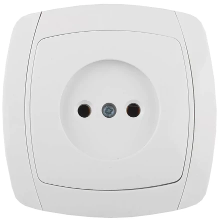 Розетка СВЕТОЗАР &quot;CITY LIGHT&quot; одинарная в сборе, без заземления, цвет белый, 16А/~250В SV-54200-W купить в Ноябрьске