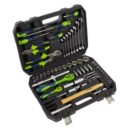 Набор инструментов 76 предметов CrV, 1/2&quot;, 1/4&quot; Сибртех 13528 купить в Ноябрьске