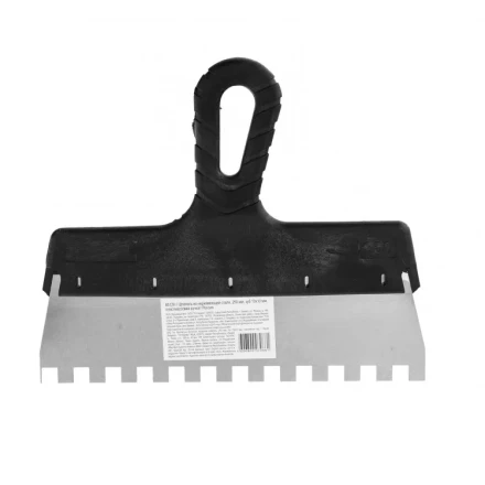 Шпатель из нержавеющей стали 250 мм зуб 10 х 10 мм пластмассовая ручка 85129 купить в Ноябрьске