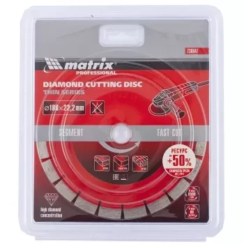 Диск алмазный отрезной сегментный ф180х22,2мм тонкий сухое резание MATRIX Professional 730647 купить в Ноябрьске