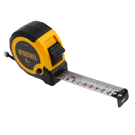 Рулетка Denzel 8м х 25мм, двухкомп. корпус, кнопка-пауза, 31544 купить в Ноябрьске