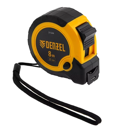 Рулетка Denzel 8м х 25мм, двухкомп. корпус, кнопка-пауза, 31544 купить в Ноябрьске