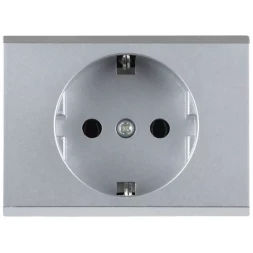 Розетка СВЕТОЗАР &quot;ЭФФЕКТ&quot; с заземлением, одинарная, без вставки и рамки, светло-серый металлик, 16А/~250В SV-54400-SM