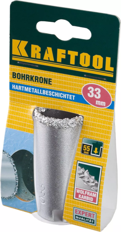 Коронка KRAFTOOL кольцевая с напылением из карбида вольфрама, 33мм 33401-33_z01 купить в Ноябрьске