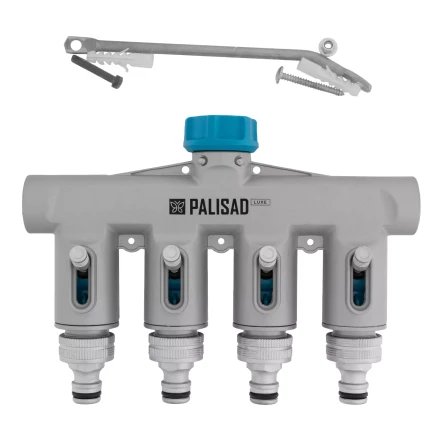 Разветвитель четырёхканальный Palisad 65833, с внутренней резьбой 3/4&quot;, алюминий, LUXE купить в Ноябрьске