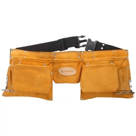 Пояс STAYER PROFESSIONAL для инструментов, кожаный, 11 карманов, 2 скобы 38520 купить в Ноябрьске