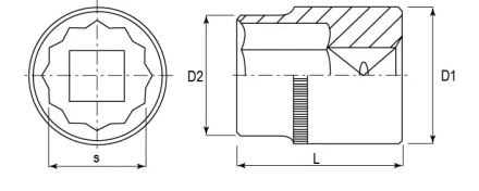 Головка торцевая 12-гранная 1/2&quot;DR 13 мм S04H4913 Jonnesway 47409 купить в Ноябрьске