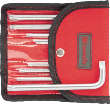 Набор ключей шестигранных имбусовых TORX-TORX Tamper. 9 шт T10-T50  CrV короткие сатиновые чехол MATRIX 12312 купить в Ноябрьске