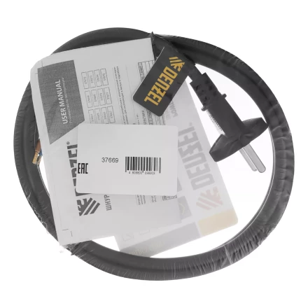 Шнур сетевой Denzel Energy Series, ПВС, 1,5 м, 2 x 1,5 мм, с неразборной вилкой, черный, 3 м, 37669 купить в Ноябрьске