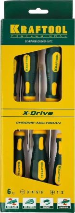 Набор отверток X-Drive, KRAFTOOL 250081-H6, Cr-Mo-V сталь, 6шт 250081-H6 купить в Ноябрьске