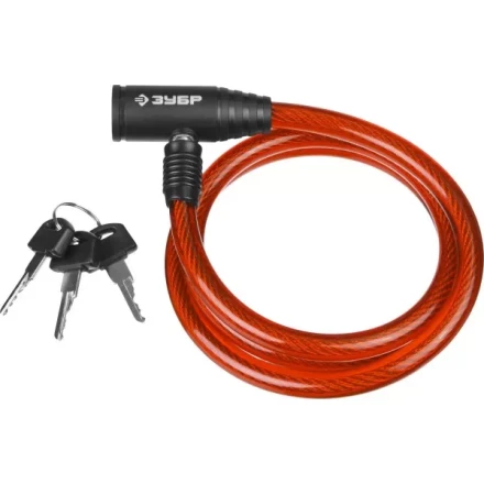 Замок ЗУБР &quot;МАСТЕР&quot;, тросовый, 3 ключа в комплекте, длина троса 950мм, d 10мм 37263-95 купить в Ноябрьске