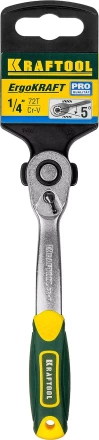 Трещотка для торцовых головок KRAFTOOL &quot;PRO&quot;, Сr-V сталь, 72 зубца, изогнутая, 1/4&quot; 27795-1/4_z02 купить в Ноябрьске