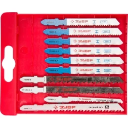 Набор ЗУБР "ЭКСПЕРТ" Полотна для эл/лобзика, по дер. и мет., EU-хвост., пласт.бокс, 10шт 15586-H10