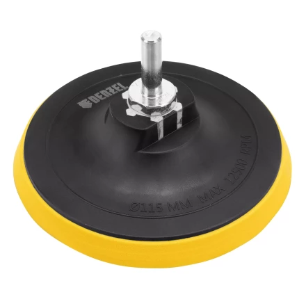 Тарелка опорная для дрели и УШМ с липучкой, 115 мм, стандартная, с адаптером c М14 на d8 Denzel 76250 купить в Ноябрьске
