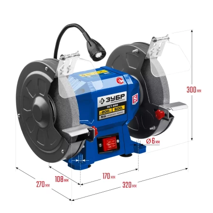 ЗУБР d 200, 500 Вт, заточной станок, Профессионал (ПСТ-200) купить в Ноябрьске