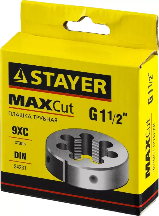 Плашка круглая ручная STAYER "MASTER", сталь 9ХС, для трубной резьбы G 1 1/2`` 28029-3/2 купить в Ноябрьске