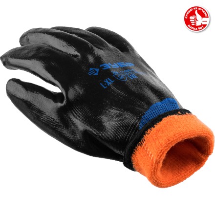 ЗУБР АРКТИКА, L-XL, двухслойные перчатки из акрила и нейлона, нитриловый облив, утеплённые, Профессионал (11469-XL) купить в Ноябрьске