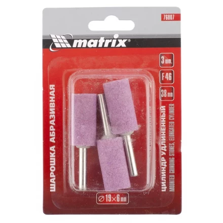 Шарошка абразивная цилиндр удлиненный 19 x 38 x 6 мм F46 3 штуки MATRIX 76007 купить в Ноябрьске