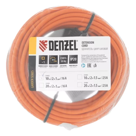Удлинитель-шнур силовой Denzel Garden Series, б/з, ПВС, 10м, 1 розетка, 2 x 1 мм, 3 м, 37401 купить в Ноябрьске