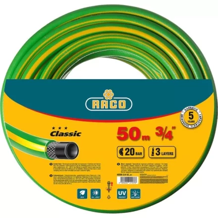 Шланг RACO CLASSIC поливочный, 20атм., армированный, 3-х слойный, 3/4&quot;х50м 40306-3/4-50_z01 купить в Ноябрьске