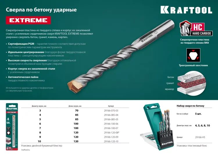 Сверла по бетону EXTREME Оберон 29166-120-08 купить в Ноябрьске