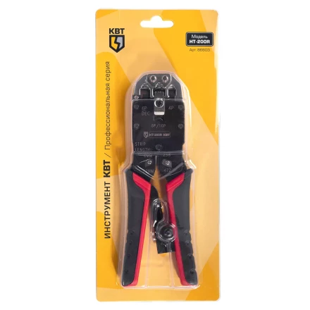 Кримпер многофункциональный КВТ HT-106E с 3 встроенными модулями для обжима RJ-45, RJ-12, RJ-11 (86603) купить в Ноябрьске