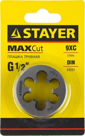 Плашка круглая ручная STAYER &quot;MASTER&quot;, сталь 9ХС, для трубной резьбы G 1/2`` 28029-1/2 купить в Ноябрьске