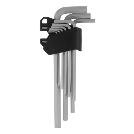 Набор ключей имбусовых, HEX, 1,5-10 мм, CrV, 9 шт., удлиненные Сибртех 123687 купить в Ноябрьске