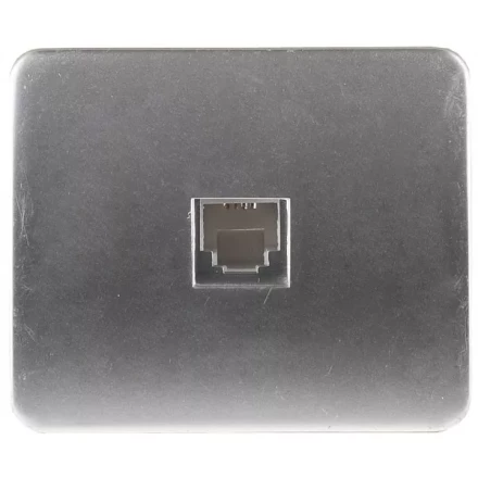 Розетка СВЕТОЗАР &quot;ГАММА&quot; телефонная, одинарная, без вставки и рамки, цвет светло-серый металлик SV-54117-SM купить в Ноябрьске