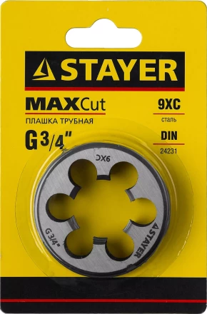 Плашка круглая ручная STAYER &quot;MASTER&quot;, сталь 9ХС, для трубной резьбы G 3/4`` 28029-3/4 купить в Ноябрьске