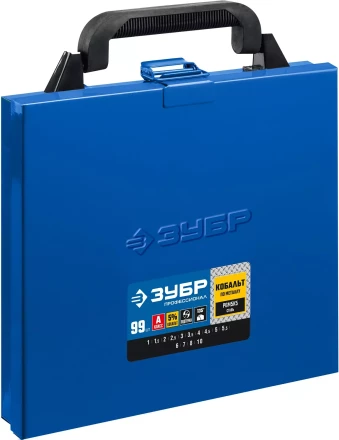 ЗУБР Кобальт, 99 шт, (1-10 мм), сталь Р6М5К5, класс А, мет.бокс, набор сверл по металлу, Профессионал (29626-H99) купить в Ноябрьске