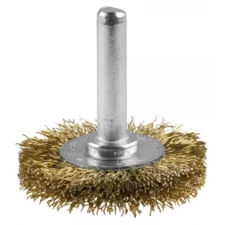 ЗУБР &quot;ЭКСПЕРТ&quot;. Щетка дисковая для дрели, двухрядная, витая латунированная стальная проволока 0,3мм, 75мм 3520-075-2_z01