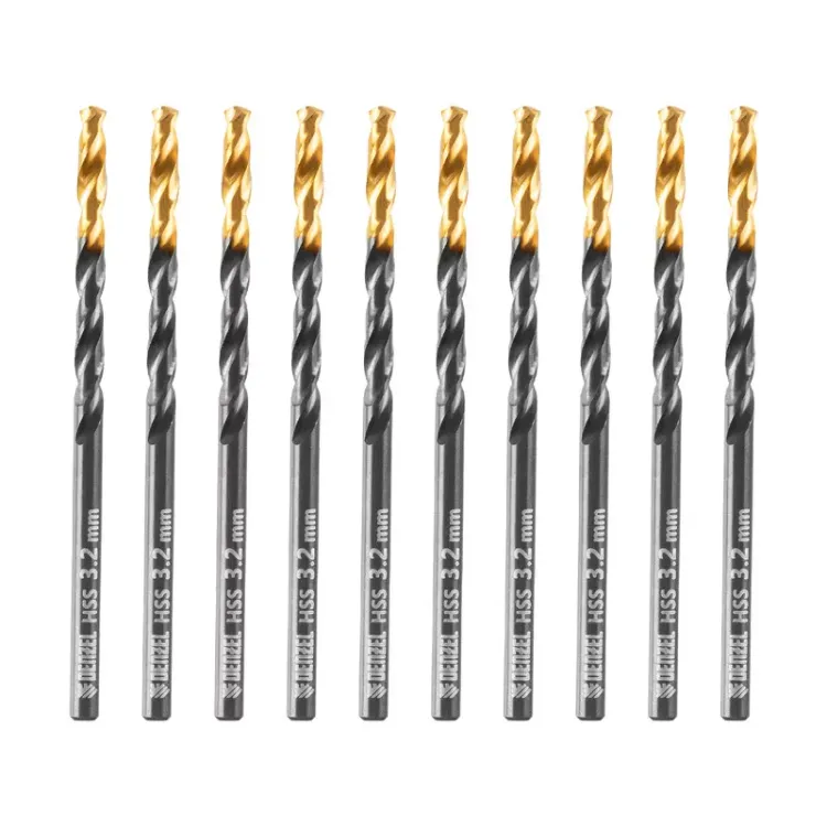 Сверло по металлу, 3,2 мм, HSS-Tin, Golden Tip, 10 шт. Denzel 717206 купить в Ноябрьске