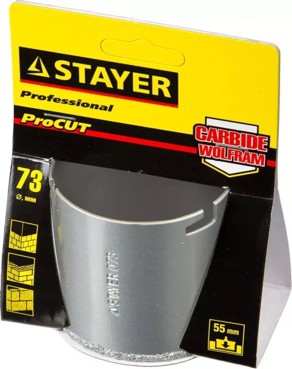 Коронка STAYER "PROFESSIONAL" кольцевая с карбидно-вольфрамовой крошкой, d=73мм 33345-73 купить в Ноябрьске